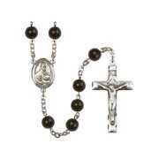 Rent to own St. Albert the Great Silver-Plated Rosary 7mm Black Onyx Beads Crucifix Size 1 3/4 x 1 medal charm
