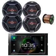 Rent to own JVC KW-V960BW Double DIN AM/FM Radio Dual USB Bluetooth CD/DVD Player Receiver Bundle with 2x 6.75" 300W Max Shallow-Mount Car Speakers, 2x 6.5" 2-Way Coaxial 300W Automotive Speakers, Speaker Wire