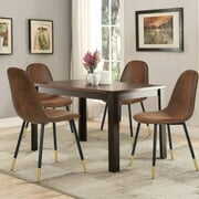 Rent to own Highsound Dining Chairs Set of 4,Mid-Century Modern Upholstered Dining Chairs with Faux Sudede Cushion Seat for Dinning Room&Living Room, BlackBrown