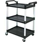 Rent to own Utility Carts with Wheels, Heavy Duty Rolling Carts Food Service Cart, 3-Tiers Plastic Cart with Rubber Hammer for Restaurant, Classroom, Warehouse