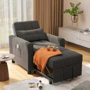 Rent to own Bealife Sofa Beds Chair 3 in 1, Convertible Chair Single Bed, Dark Grey