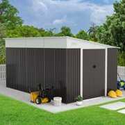 Rent to own 9x11 FT Outdoor Metal Storage Shed, Steel Garden Shed with Air Vent and Slide Door, Tool Storage Backyard Shed Bike Shed for Backyard, Patio, Lawn