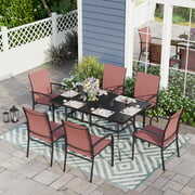 Rent to own Sophia & William 7 Piece Patio Dining Set with Textilene Chairs and Rectangular Table
