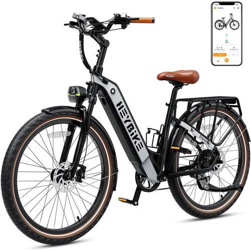 Rent To Own - Heybike Cityrun Electric Bike, 500W City Cruiser Ebike with 48V 15Ah Removable Battery, 26" Step-Thru Electric Bicycle with APP Control, Electric Commuter Bike for Adults, Shimano 7-Speed