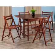 Rent to own Winsome Wood Taylor 5-Pc Drop Leaf Dining Table with 4 Foldable Chairs, Walnut