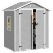 Rent to own Aiho 6' x 4' Outdoor Storage Shed, Resin Storage House 80 sq ft, w/Lockable Door & Air Vent