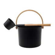 Rent to own 5L aluminum sauna bucket and ladle kit, SPA bath accessories with wooden handle 5L Black_Style C