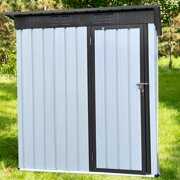 Rent to own iRerts Outdoor Storage Shed, 5FT x 3FT Metal Garden Tool Shed Storage House with Lockable Door and Apex Roof, Garden Shed Outdoor Storage for Backyard Garden Patio Lawn, White+Black