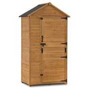 Rent to own MCombo Wood Large Outdoor Storage Shed w/ 3 Shelves, Oversize Outside Tool Storage Cabinet w/ lock 1998