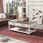 Rent to own Modern Coffee Table, Retro Cocktail Table Movable w/Lockable Caster Wheels for Living Room (Antique Gray)