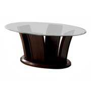 Rent to own Furniture of America Lantler Oval Glass Top Coffee Table in Dark Cherry