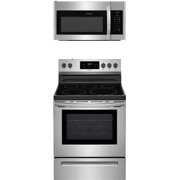 Rent to own 2-Piece Stainless Steel Kitchen Package with FFEF3054TS 30 Freestanding Electric Range and FFMV1645TS 30 Over-the-Range Microwave