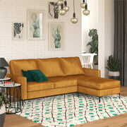 Rent to own Novogratz Chapman Reversible Sectional Sofa and Floating Ottoman with Black Metal Legs, Rust Velvet