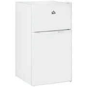 Rent to own HOMCOM Double Door Mini Fridge with Freezer, 3.2 Cu.Ft Compact Refrigerator with Adjustable Shelf, Adjustable Thermostat and Reversible Door for Bedroom, Dorm, Home Office, White