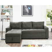 Rent to own Naomi Home Reversible Sleeper Sectional Sofa Storage Chaise-Color:Espresso,Fabric:Velvet