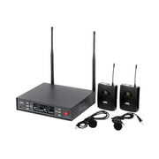 Rent to own Monoprice 200-Channel UHF Dual Lavalier Wireless Microphones System, For Church Services, Business Meetings, or Karaoke Singing - Stage Right Series