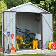 Rent to own Backyard Storage Shed, BTMWAY 6' x 4' Metal Outdoor Vertical Storage Shed, Waterproof Outdoor Storage Cabinet with Hinged Door, Padlock, Tool Shed Storage House for Backyard, Patio, Lawn, White