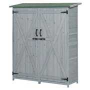 Rent to own Outsunny Wood Storage Shed, Waterproof Asphalt Roof Outdoor Tool Organizer Cabinet for Garden Backyard with Lockable Doors & Shelves