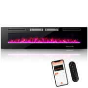 Rent to own Costway 72 Inches Ultra-Thin Electric Fireplace Wall-Mounted & Recessed Fireplace Heater