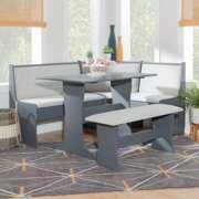 Rent to own Linon Stella Dining Nook, Table, and Bench Set with Storage, Seats 5, Gray/Light Gray