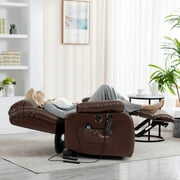 Rent to own Dual Motor Large Power Lift Recliner Chair with Massage and Heating,Infinite Position,Real Leather