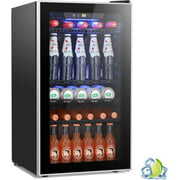 Rent to own Kismile 3.2 Cu.ft Beverage Refrigerator Cooler -120 Can Mini Fridge Glass Door for Soda Beer or Wine Constant Glass Door for Home, Office&Bar