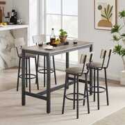 Rent to own Hassch Modern Dining Table Set with 4 Bar Chairs for Living Room, Gray