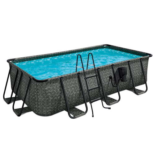 Rent To Own - Funsicle 13ft x 7ft x 39in Rectangular Oasis Designer Above Ground Lap Pool, Dark Herringbone with SkimmerPlus Filter Pump, Age 6 & up