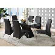 Rent to own Black & Clear Glass Dining Table + 6x Chairs by Acme Pervis 71110-7pcs