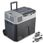 Rent to own Dazone 64 Quart(62 Liter) Portable Car Refrigeartor, 12/24V AC/DC Compressor Electric Cooler Fridge RV Freezer With Trolley Wheels for Driving Travel Camping Outdoor or Home Use