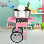 Rent to own BENTISM Cotton Candy Machine with Cart, 21 Inch 1000W Commercial Floss Maker with Stainless Steel Bowl, Sugar Scoop and Drawer, Perfect for Home, Kids Birthday, Family Party, Pink