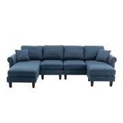 Rent to own 108.66'' Convertible Sectional Sofa Couch, U-Shaped Wide Reversible Couch Accent Sofa with Velvet Fabric & Solid Wood Legs, Upholstered Accent Sofa Couches Wide Chaise Lounge for Living Room, Navy