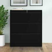 Rent to own Dextrus 3 Drawer Lateral File Cabinet with Lock, Metal Stainless Steel Wide Lateral Filing Cabinet for Legal/Letter A4 Size, Office Organizer Storage Cabinet, Black
