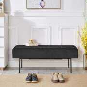 Rent to own Sesslife Modern Velvet Bench Ottoman, Upholstered Bench for Entryway Bedroom, 45" Long End of Bed Bench, Bedroom Furniture, Black