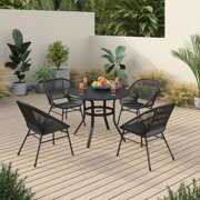 Rent to own Sophia & William 5 Piece Patio Metal Dining Set Round Table and 4 Rattan Chairs