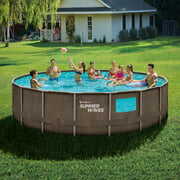 Rent To Own - Summer Waves 18 ft Dark Double Rattan Crystal Vue Elite Frame Pool, Round, Ages 6+, Unisex