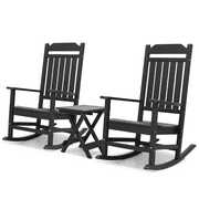 Rent to own MoNiBloom 3 Piece Outdoor Rocking Chairs Set, Adirondack Rocker Chairs Set of 2 with Foldable Side Table, All Weather Adirondack Rocker Bistro Set for Patio Deck Porch, Black