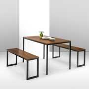 Rent to own Zinus Louis 48” Brown Metal Frame Dining Table with Benches, 3 Piece Dining Set