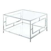 Rent to own Town Square Chrome Square Coffee Table, Clear Glass