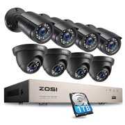 Rent to own ZOSI H.265+ 8CH 5MP Lite DVR Recorder 1080P CCTV Security Camera System Home 1TB HDD, Outdoor Waterproof Surveillance Bullet Dome Camera, Motion Detection