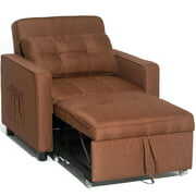 Rent to own Prime Garden 3-in-1 Convertible Chair Sofa Bed,Adjust Backrest Sleeper Chair,Brown