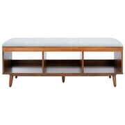 Rent to own SAFAVIEH Cricket Modern Open Shelf Bench with Cushion, Gray