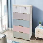 Rent to own FETCOI 5 Layers Storage Cabinets 6 Drawer Plastic Cabinet Dresser Closet Clothes Storage (Macaron color)