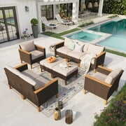 Rent to own Sophia & William 9 Piece Outdoor Wicker Patio Conversation Sofa Set Outdoor Sectionals