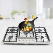 Rent to own FETCOI Gas Cooktop Built-In 5 Burners Cooktop Hob Cooker Kitchen, Stove Top Gas Cooktop Easy Clean NG/LPG Cooking Home