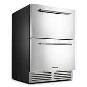 Rent to own BODEGA 24in Double Drawer Beverage Refrigerator 149 Cans with Temperature Adjustment for Under Counter Built-in & Freestanding, Weather Proof Dual Zone Wine Cooler Fridge Indoor and Outdoor