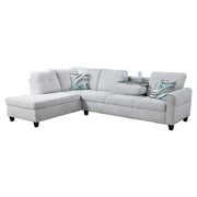 Rent to own Star Home Living Corp Venus Linen Fabric Sectional Sofa in Gray White