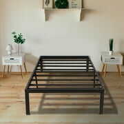 Rent to own KingSo 14" Tall Twin Size Metal Bed Frame Black 1500H Steel Platform Metal Bed Frame with Storage, Heavy Duty Steel Slat and Anti-Slip Support, No Box Spring Needed-76.5 x 40.5