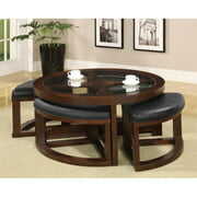 Rent to own Furniture of America Barker Wood 5-Piece Coffee Table Set in Dark Walnut