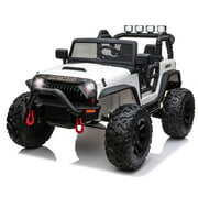 Rent to own JOINATRE 24V 2-Seater Kids Ride on Car Truck,  48.4 4WD Battery Powered Electric Car w/ Remote Control, 14" Large Wheels, Suspension, Wide Seat, 3 Speed, LED Lights, Music for 3-8 Yrs old, White
